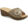 BENEXA ciabatte zeppa alta pelle strappo 6056 TAUPE morbido plantare imbottito sottopiede sughero