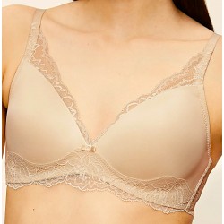 TRIUMPH reggiseno senza ferretto AMOURETTE CHARM P preformato BEIGE coppa A B pizzo