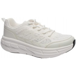 LOREN scarpe sneaker ortopediche lacci CRYSTAL NUVOLA A2007 plantare estraibile TESSUTO PIZZO TRASPARENTE GHIACCIO BIANCO