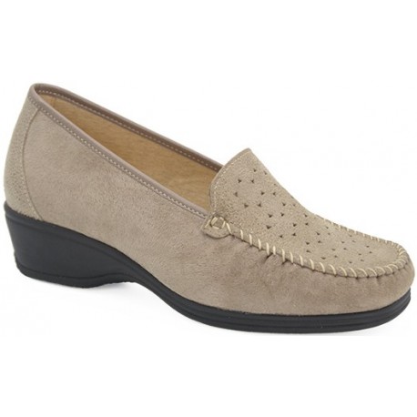 BENEXA morbido mocassino pelle traforata 9154 TAUPE plantare sottopiede estraibile stile di vita