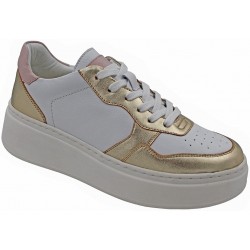 PODOLINE scarpa ortopedica sneaker pelle lacci ONNA con plantare estraibile BIANCO PLATINO