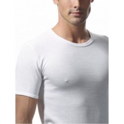 RAGNO Maglia uomo girocollo MANICA CORTA lana merino fuori cotone sulla pelle 65457 BIANCO