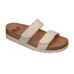 SCHOLL ciabatte sandali pelle 2 fasce con strappi LUSAKA 2.0 BIANCO plantare BioPrint sughero