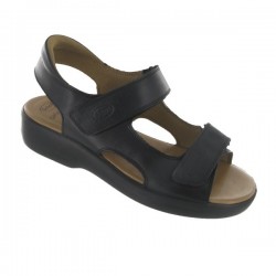 SCHOLL sandali donna NEW LISBON pelle NERO calzata ampia strappi plantare Memory
